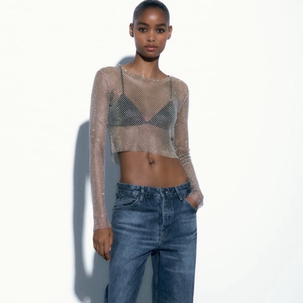 Zara multicolor fishnet top